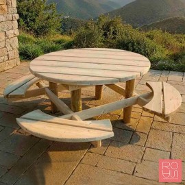 Taula de Pícnic Rodona Dublin | Fusta de Pi Autoclau